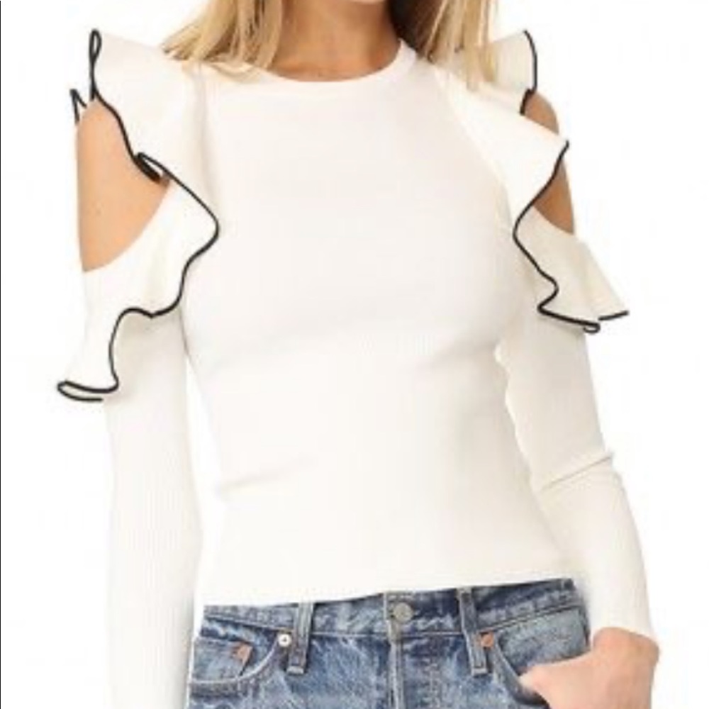 Whistles Tipped Detail Cold Shoulder Top